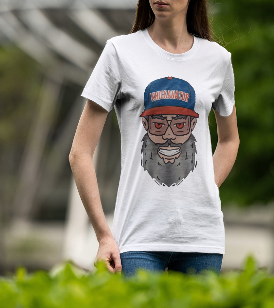 Nickanator New York Knicks Beard Hat Face T-Shirt