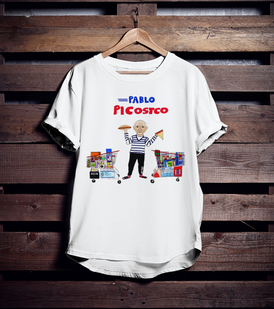 Pablo Picostco Costco Shopping Cart Foodчитывается образ человека с пиццей и бургером T-Shirt
