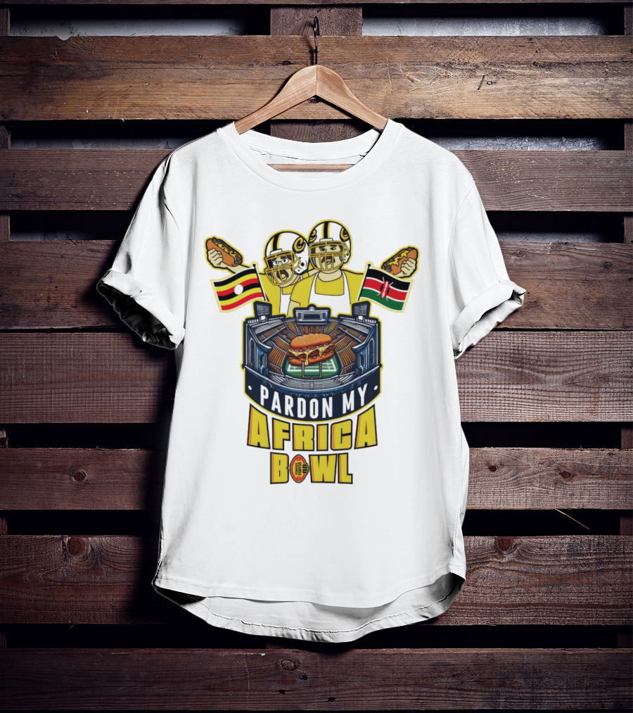 Pardon My Africa Bowl Football Players Burger Stadium Flags T-Shirt