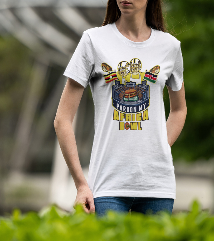 Pardon My Africa Bowl Football Players Burger Stadium Flags T-Shirt