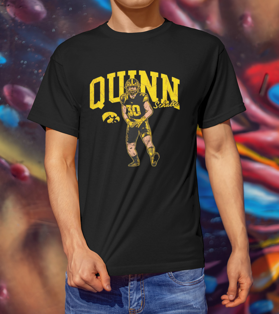 Quinn Schulte Iowa Hawkeyes Football Number 10 Cartoon T-Shirt