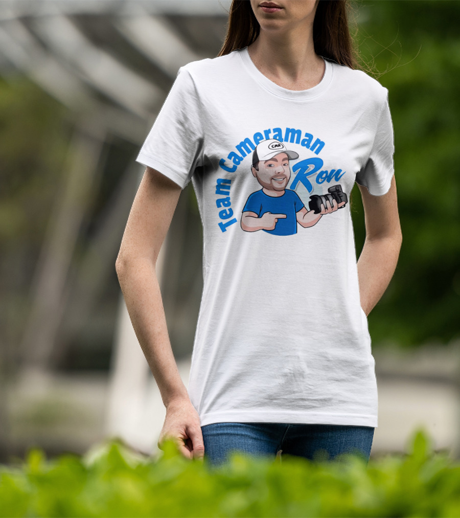 Team Cameraman Ron Cartoon Character Holding Camera T-Shirt