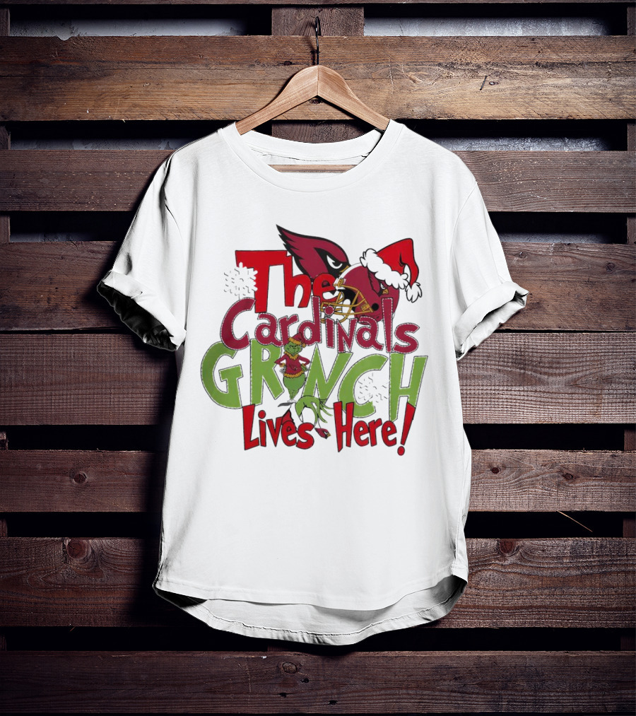 The Cardinals Grinch Lives Here Christmas Arizona T-Shirt