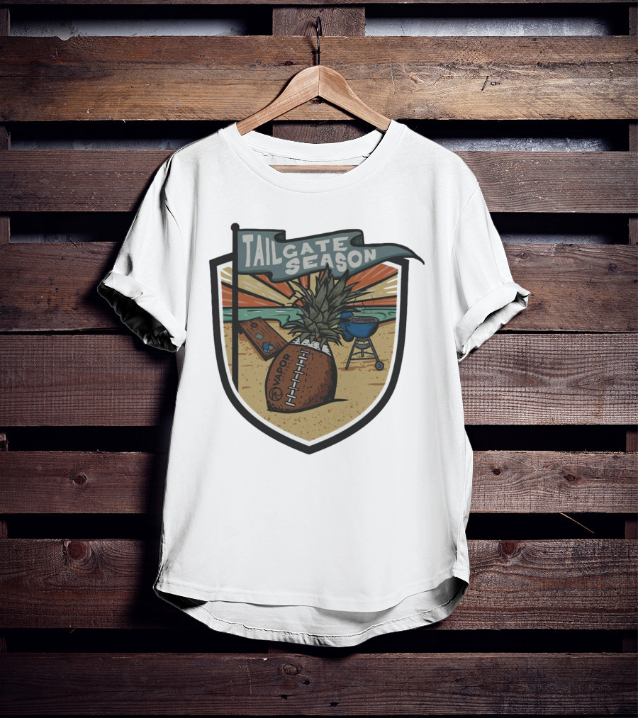 Tailgate Season Vapor Football Pineapple Grill Beach Scene T-Shirt