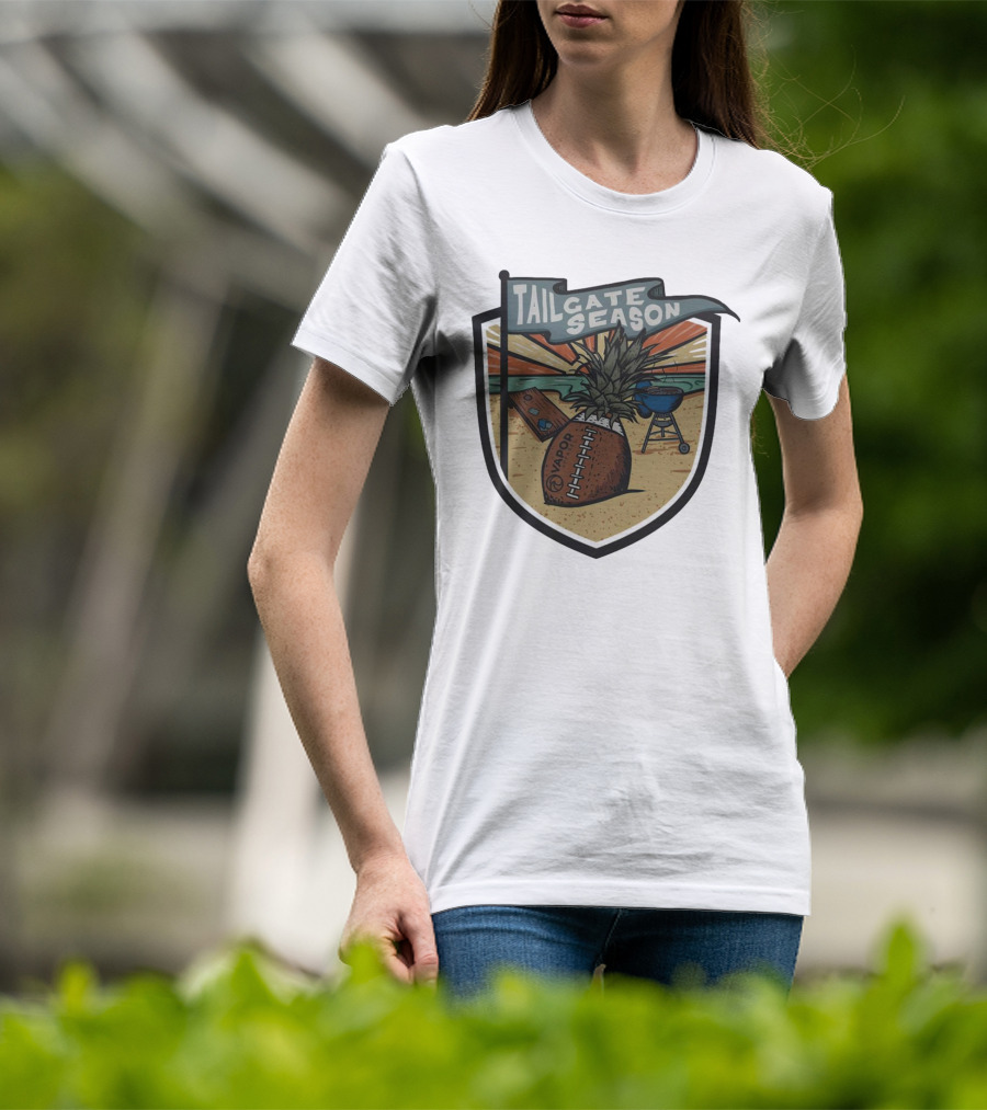 Tailgate Season Vapor Football Pineapple Grill Beach Scene T-Shirt