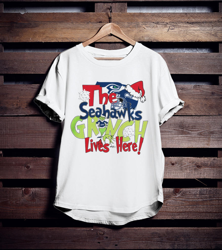 The Seattle Seahawks Grinch Lives Here Christmas T-Shirt