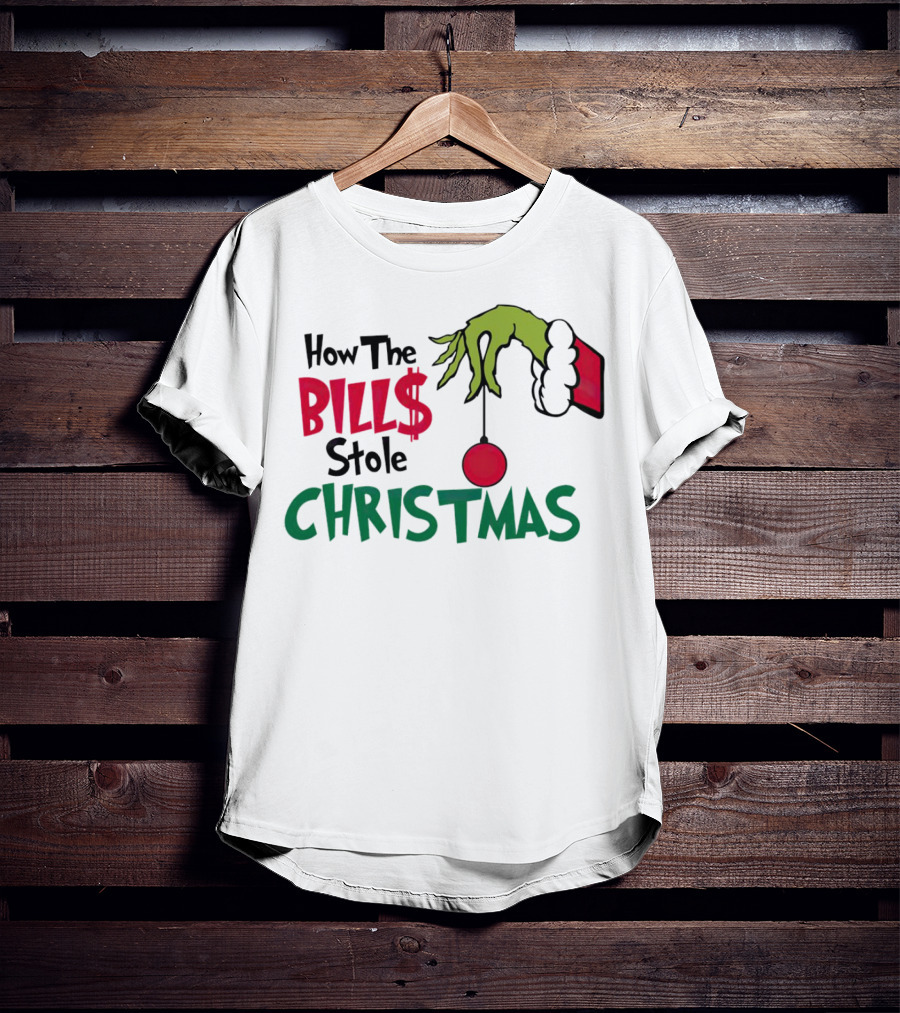 How The Bills Stole Christmas Grinch Hand T-Shirt
