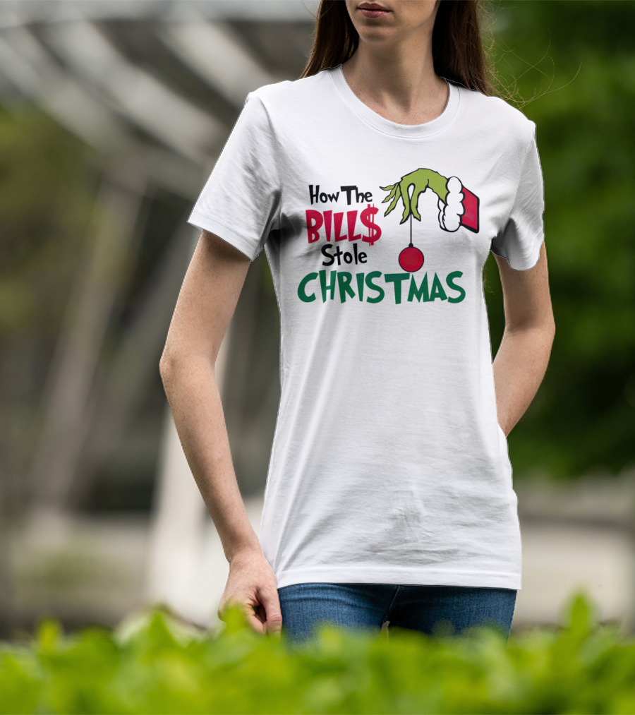 How The Bills Stole Christmas Grinch Hand T-Shirt