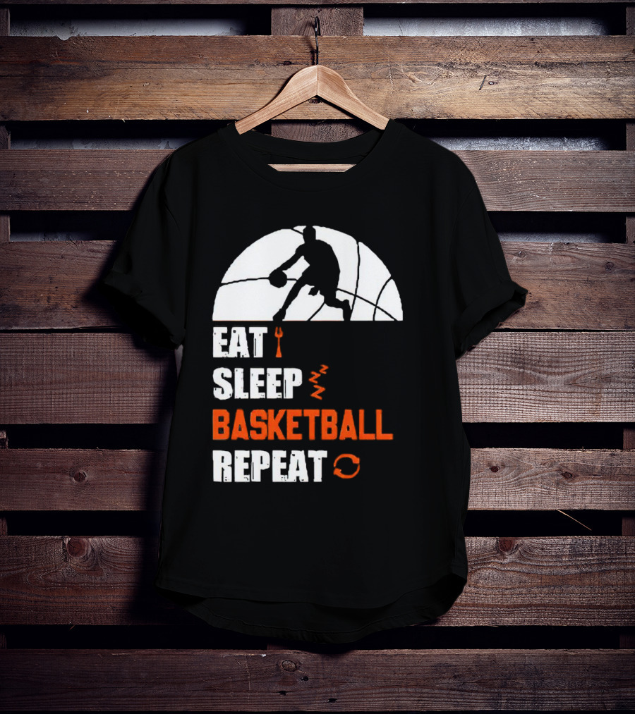 Eat Sleep Basketball Repeat Player Silhouette Ball T-Shirt