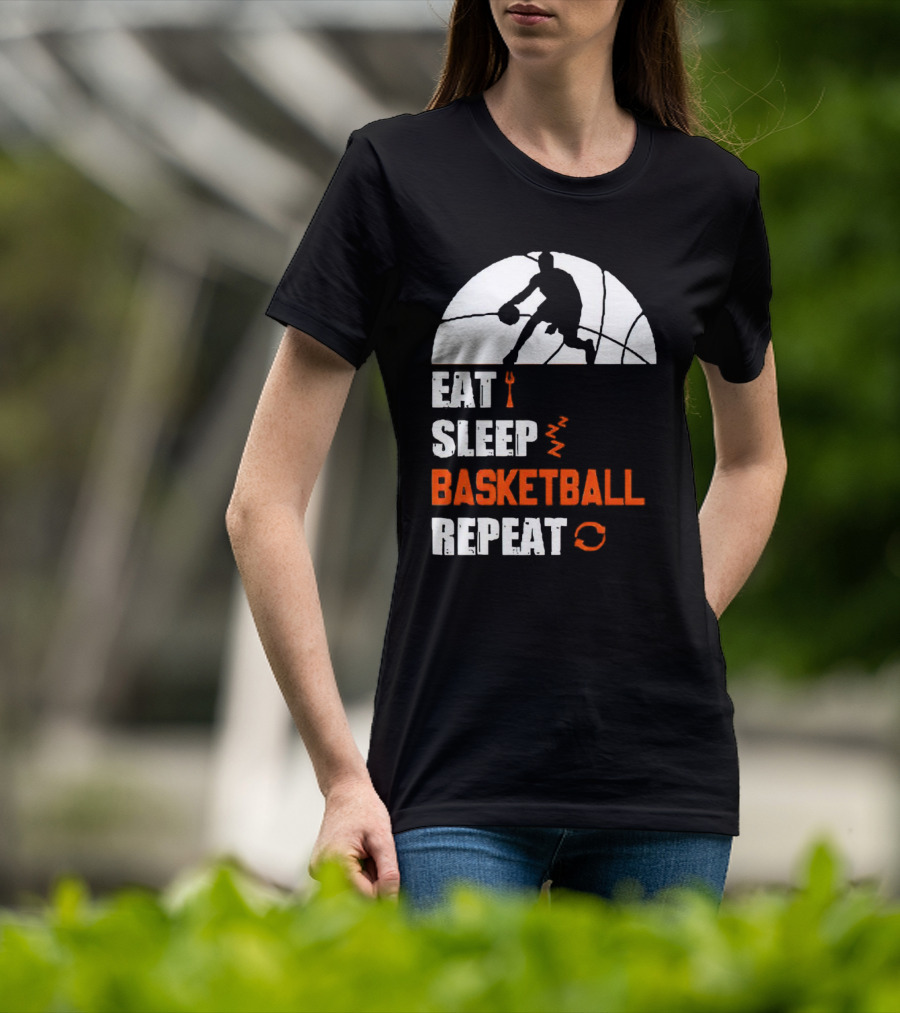 Eat Sleep Basketball Repeat Player Silhouette Ball T-Shirt