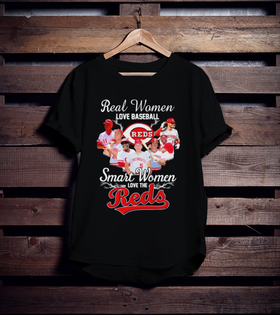 Real Women Love Baseball Cincinnati Reds Smart Women Love The Reds T-Shirt