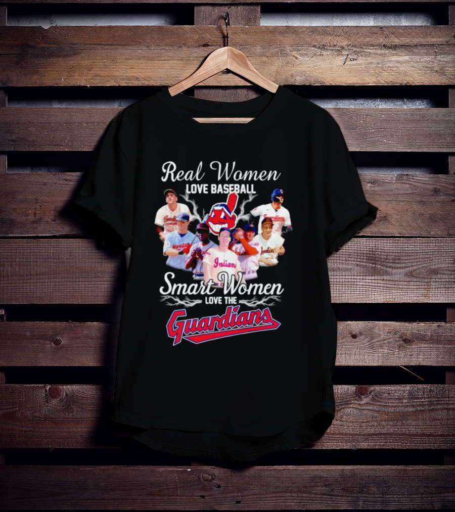 Real Women Love Baseball Smart Women Love Cleveland Guardians T-Shirt