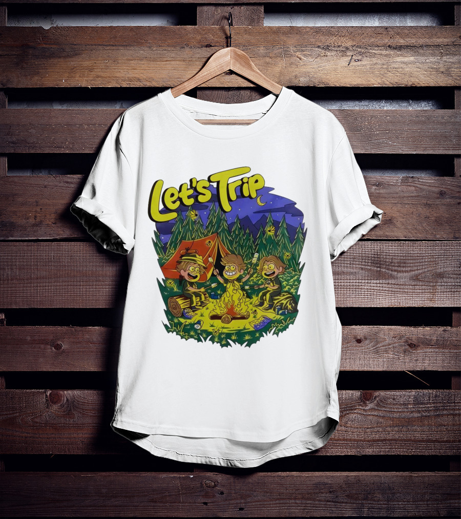 Let's Trip Around Campfire Cartoon Adventure T-Shirt