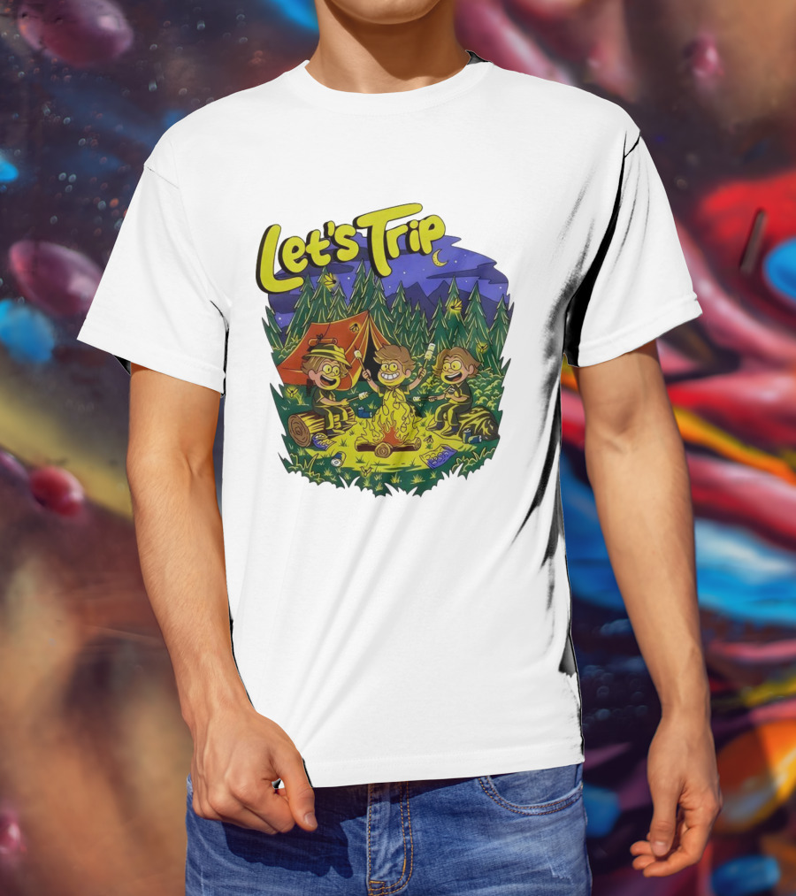 Let's Trip Around Campfire Cartoon Adventure T-Shirt