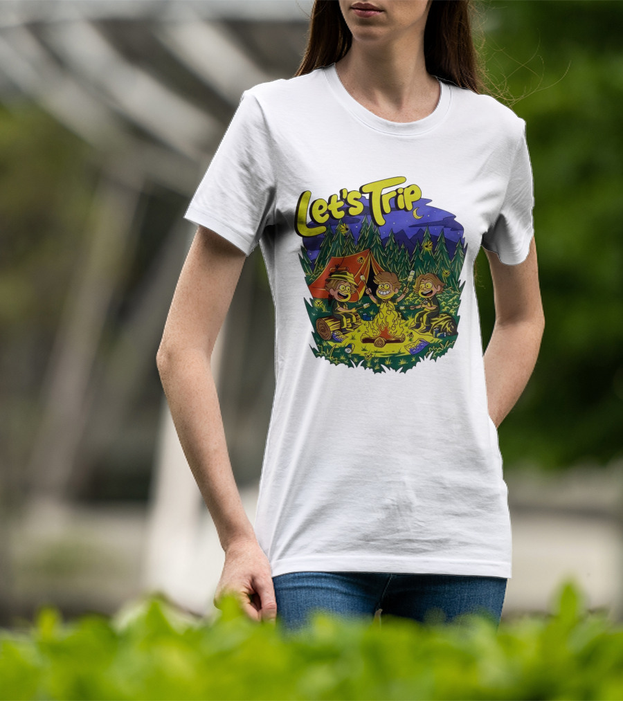 Let's Trip Around Campfire Cartoon Adventure T-Shirt