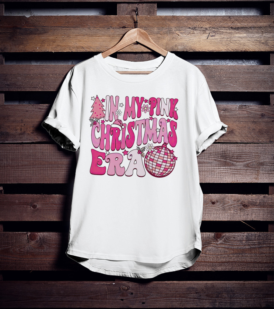 In My Pink Christmas Era Disco Ball T-Shirt