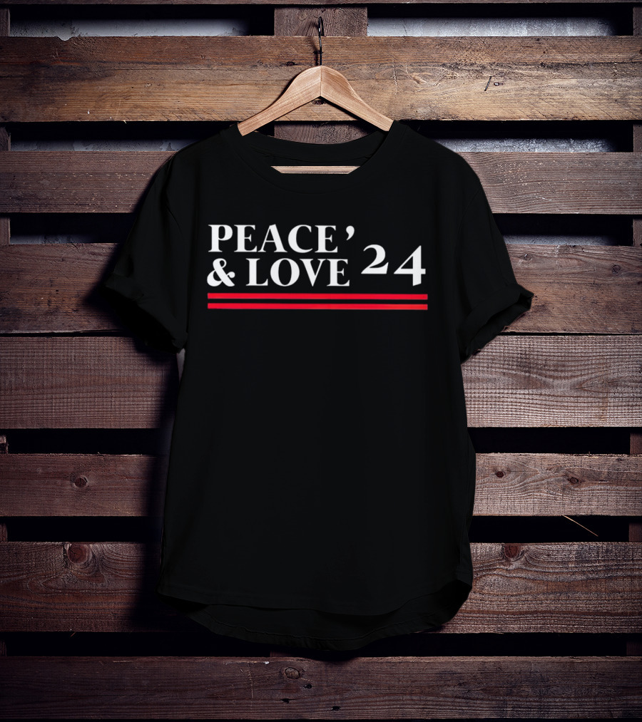 Peace And Love 24 With Red Stripes T-Shirt