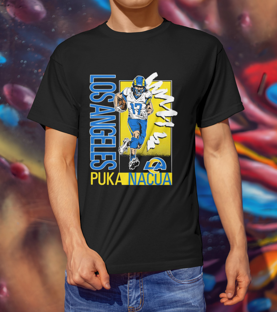 Los Angeles Puka Nacua Rams 17 Player Caricature T-Shirt