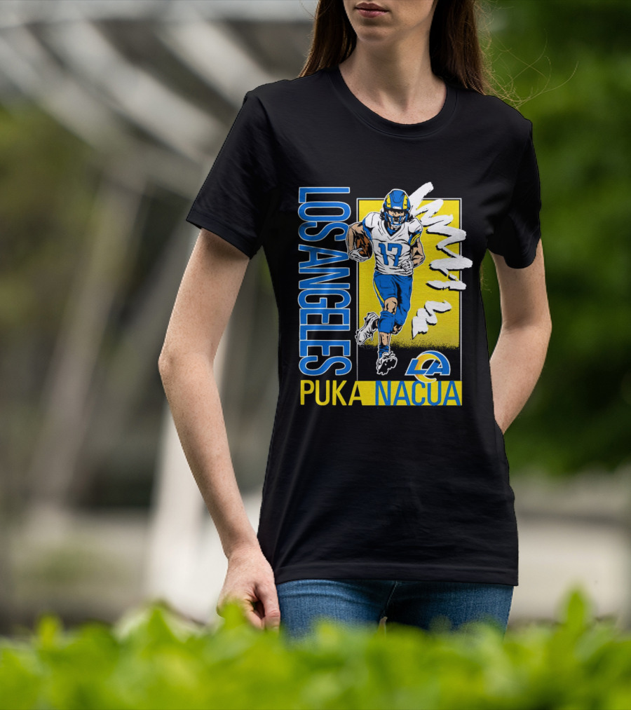 Los Angeles Puka Nacua Rams 17 Player Caricature T-Shirt
