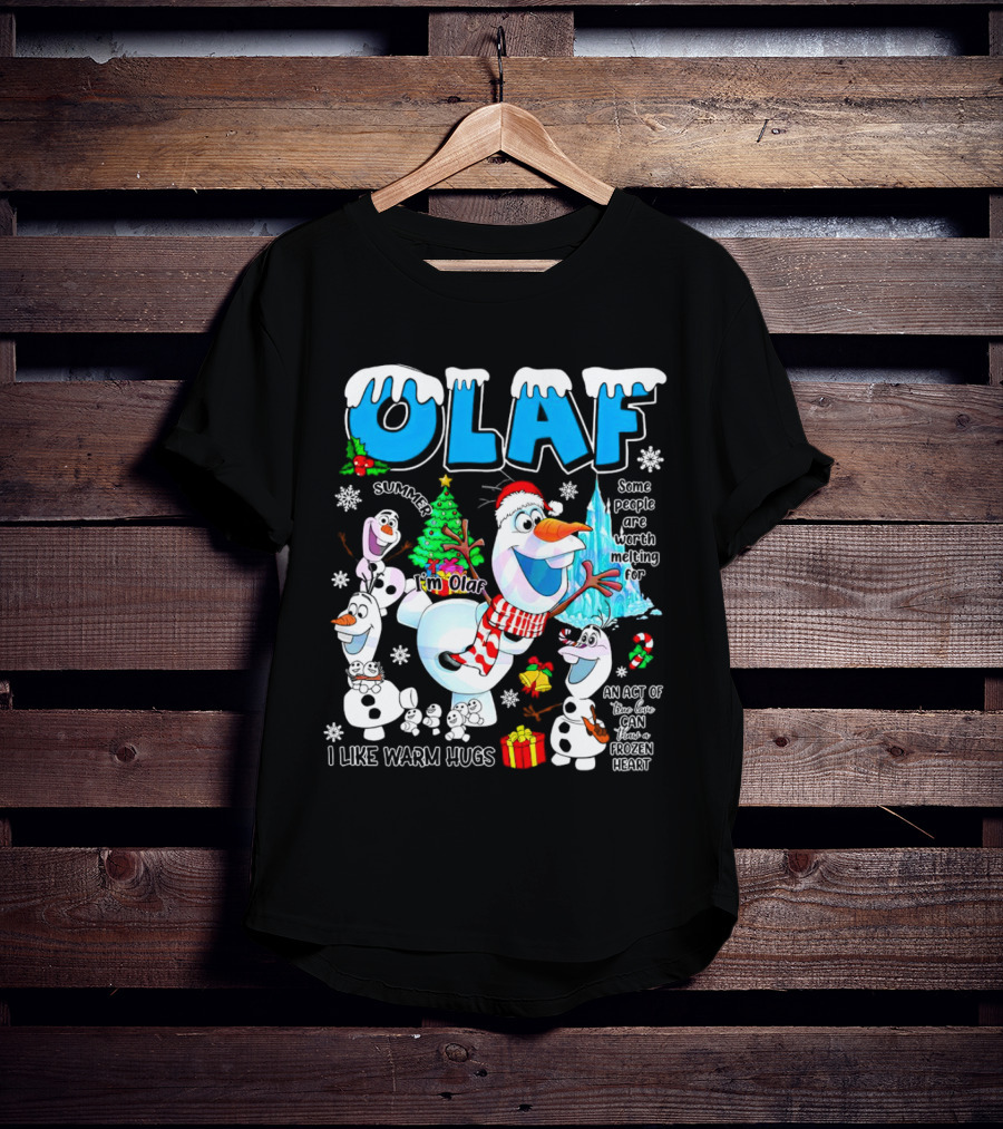 OLAF Summer I'm Olaf I Like Warm Hugs Christmas Santa Hat Some People Are Worth Melting For T-Shirt