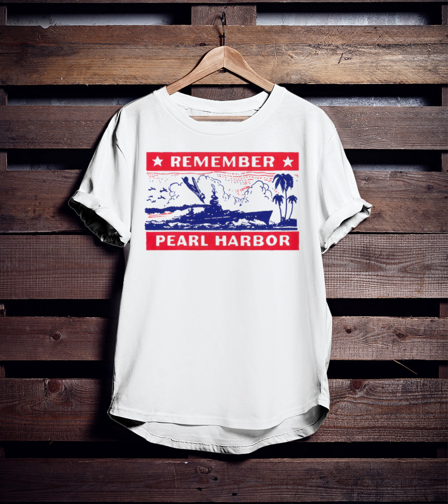 Remember Pearl Harbor 1941 Navy Ship And Palm Trees T-Shirt