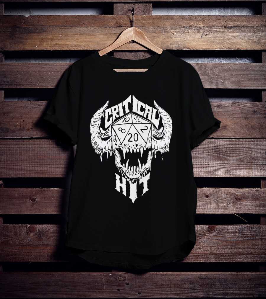 Critical Hit Dice Skull D20 Gaming T-Shirt