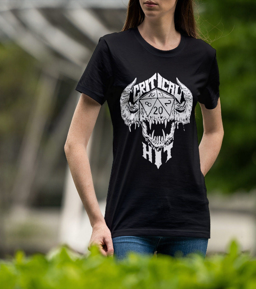 Critical Hit Dice Skull D20 Gaming T-Shirt