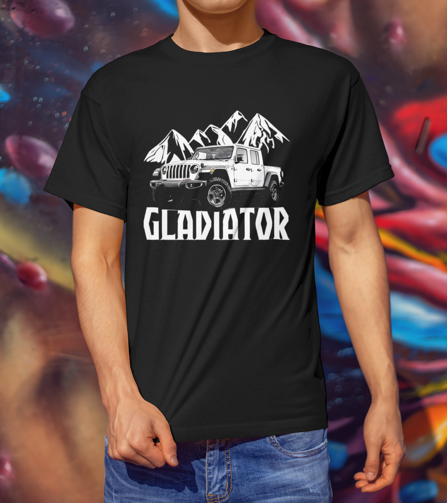 Gladiator Jeep With Mountain Background T-Shirt