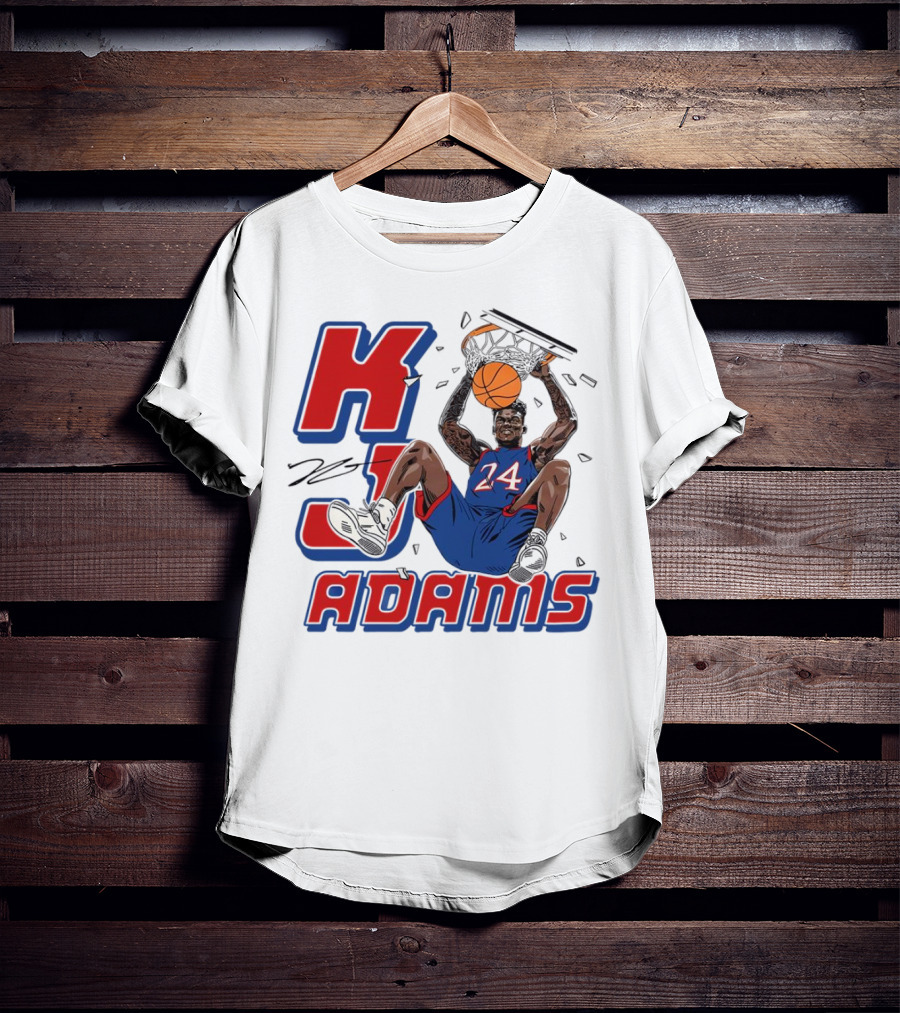 KJ Adams Kansas Jayhawks Dunking Basketball Player 24 Signature T-Shirt
