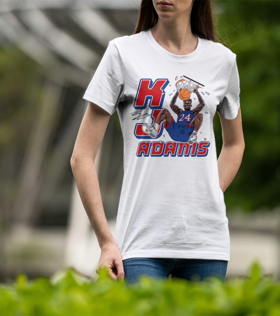 KJ Adams Kansas Jayhawks Dunking Basketball Player 24 Signature T-Shirt