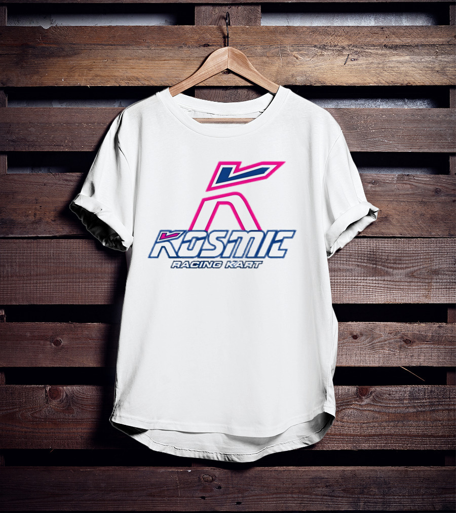 Kosmic Racing Kart K Logo Blue And Pink T-Shirt