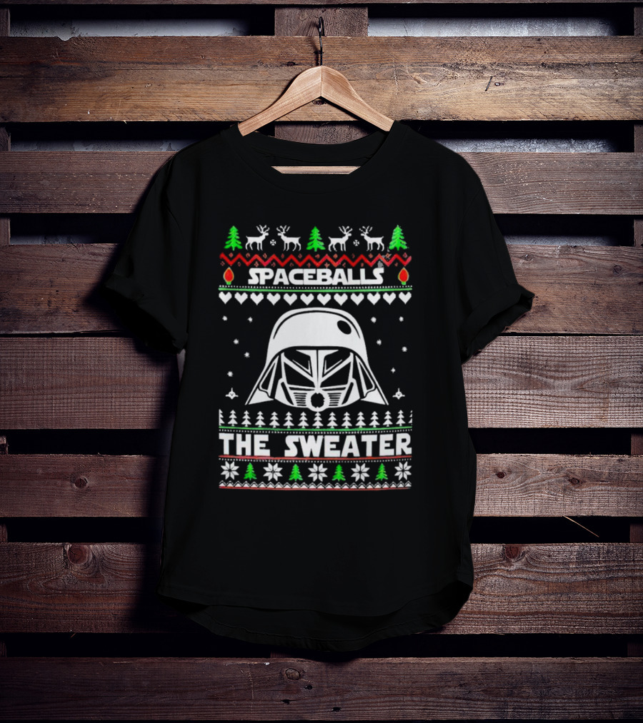 Spaceballs Darth Vader The Sweater Christmas Reindeer Snowflakes Trees T-Shirt