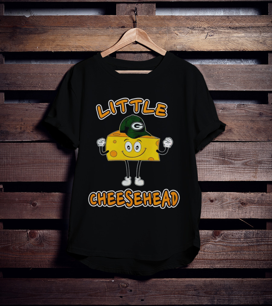 Green Bay Packers Little Cheesehead Illustration With Football Helmet T-Shirt