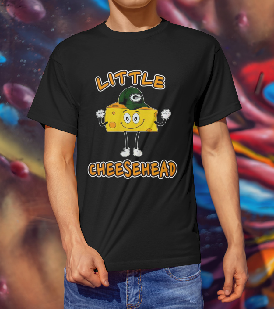 Green Bay Packers Little Cheesehead Illustration With Football Helmet T-Shirt