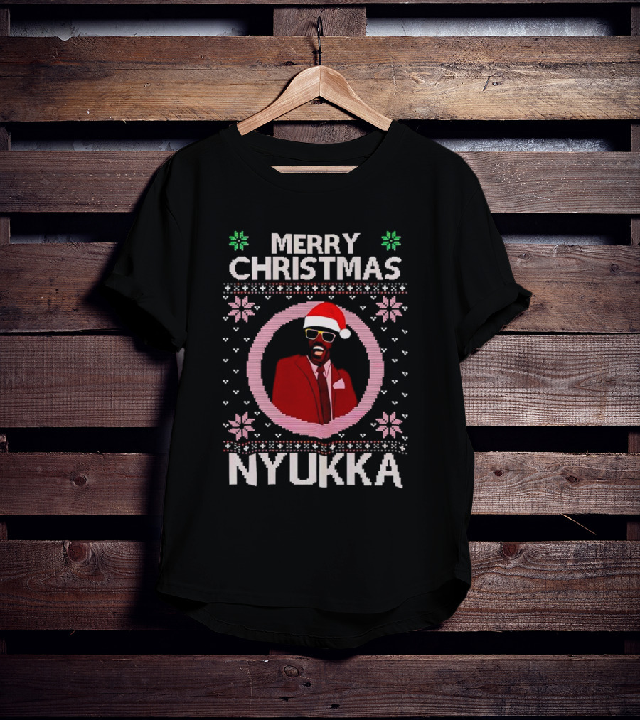 Merry Christmas Nyukka Santa Hat Snowflakes T-Shirt