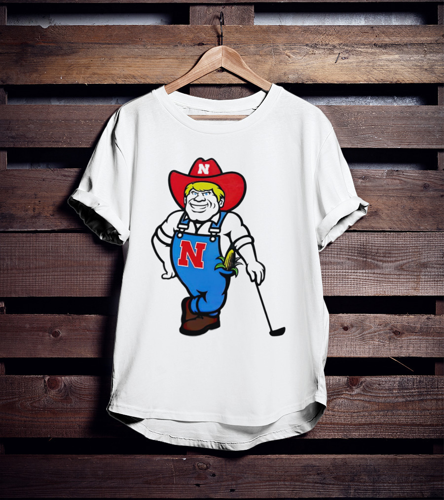 Nebraska Huskers Herbie Husker Iconic Corn Golf Character T-Shirt