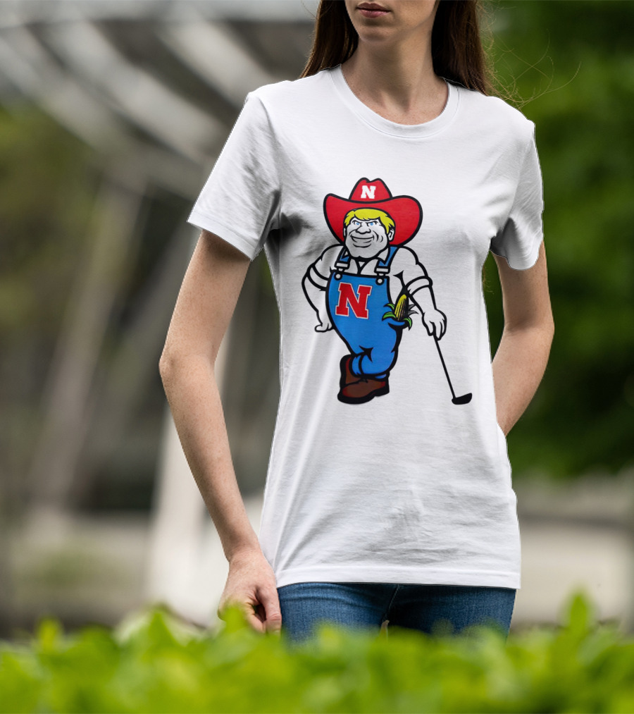 Nebraska Huskers Herbie Husker Iconic Corn Golf Character T-Shirt