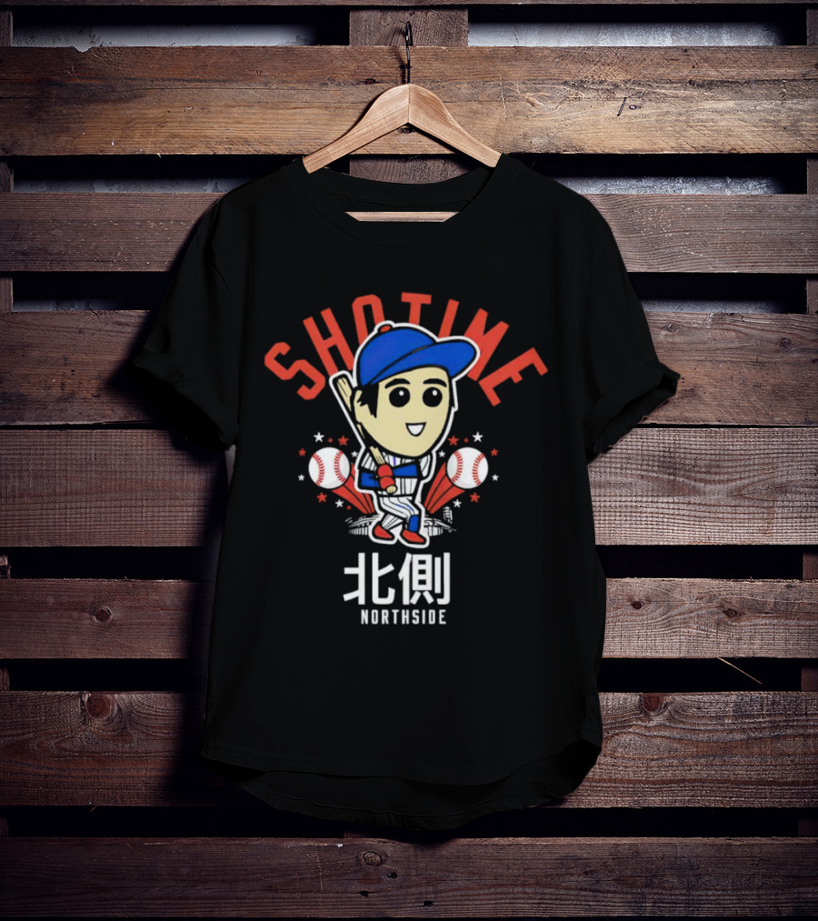 Shotime Northside Baseball Cartoon 北側 Player With Bat And Baseballs T-Shirt