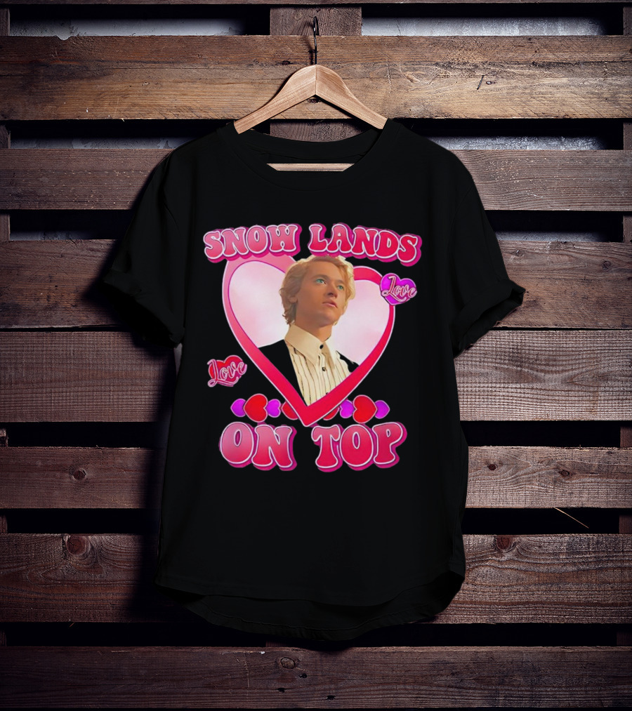 Snow Lands Love On Top Heart Framed Portrait Romance T-Shirt