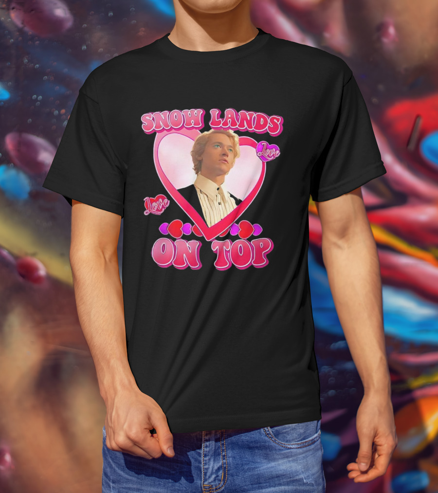 Snow Lands Love On Top Heart Framed Portrait Romance T-Shirt