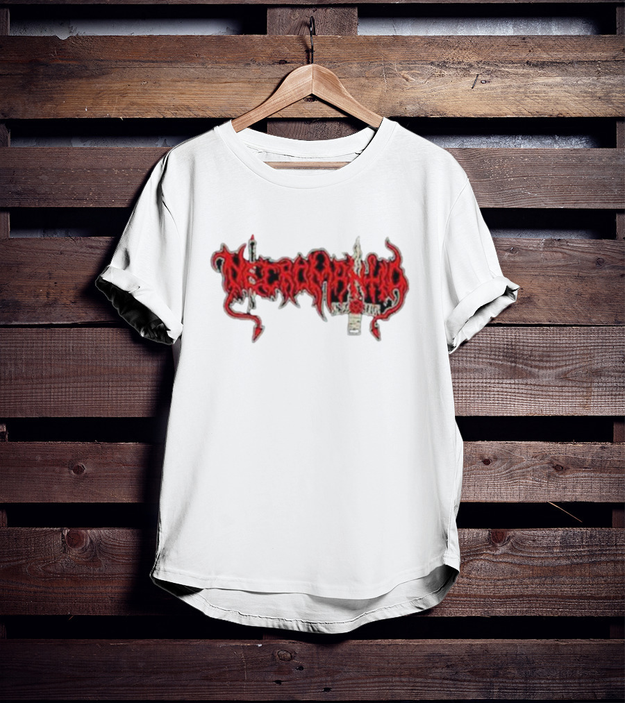Necromantia Logo Red Text With Sword And Candle T-Shirt
