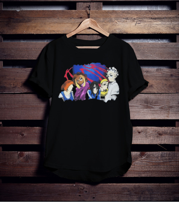 Rare Vintage 1998 Korn Cartoon Characters With Bold Red And Blue Elements T-Shirt