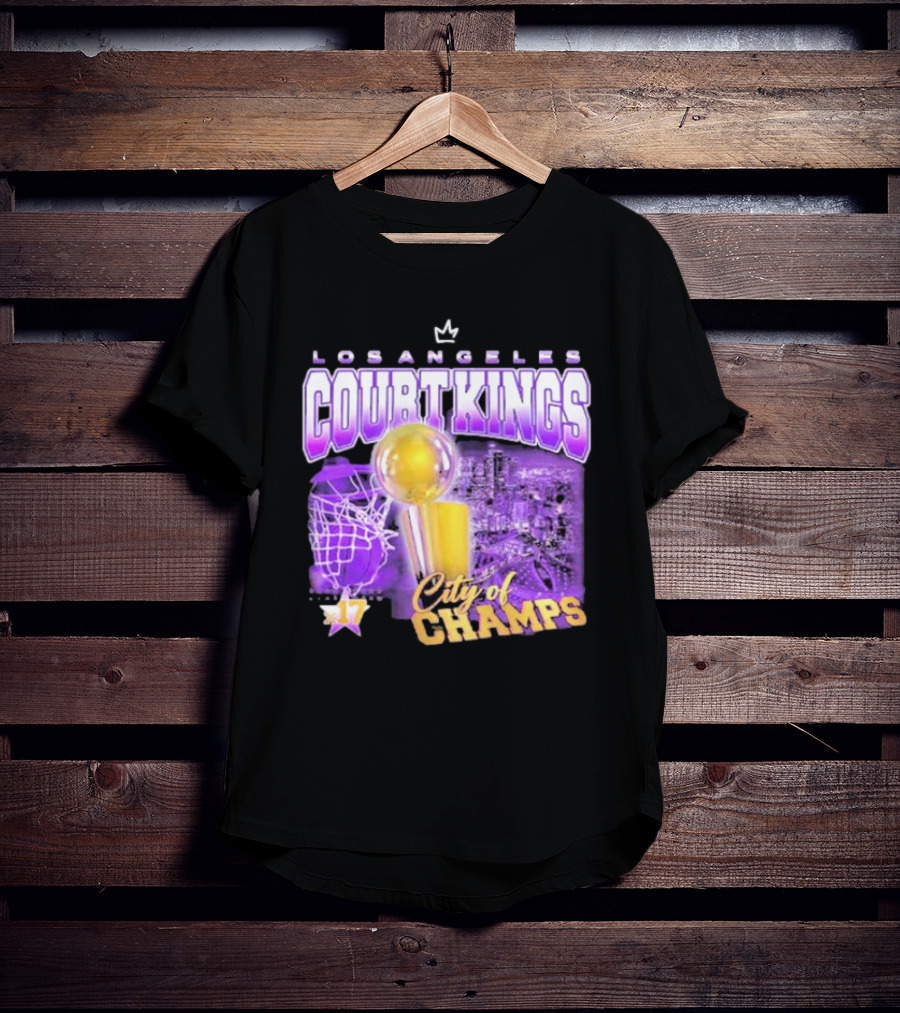 Los Angeles Court Kings City Of Champs 17 Golden Trophy T-Shirt