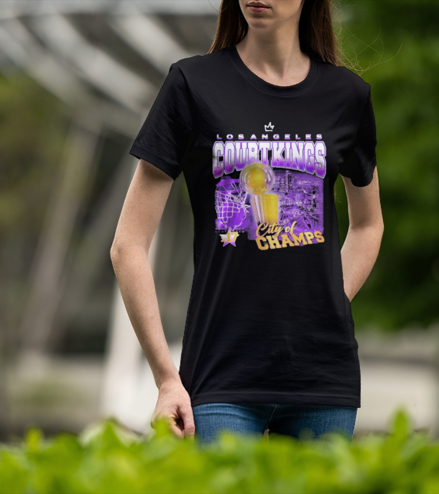 Los Angeles Court Kings City Of Champs 17 Golden Trophy T-Shirt