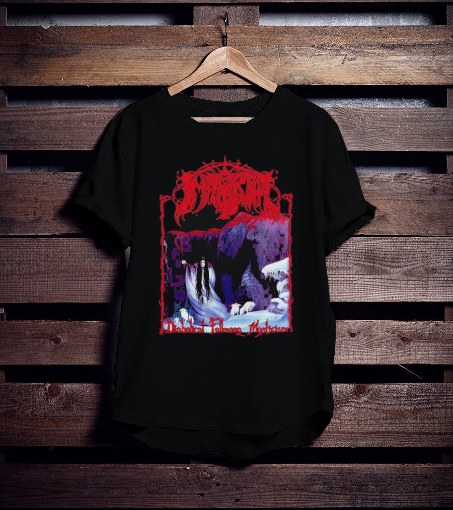 Immortal Diabolical Fullmoon Mysticism Red Logo Snowy Landscape Wraith And Wolves T-Shirt