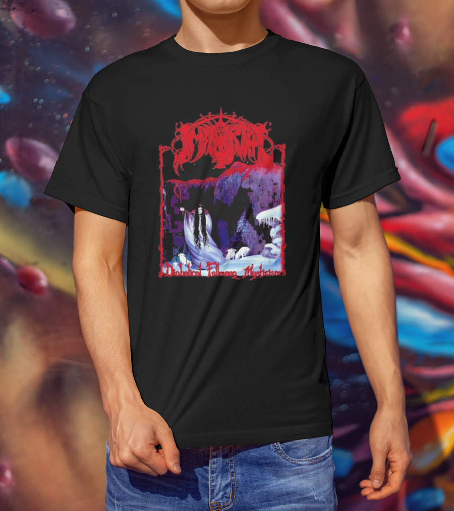 Immortal Diabolical Fullmoon Mysticism Red Logo Snowy Landscape Wraith And Wolves T-Shirt