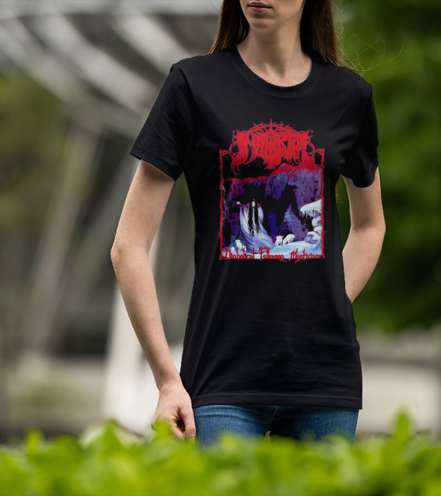 Immortal Diabolical Fullmoon Mysticism Red Logo Snowy Landscape Wraith And Wolves T-Shirt