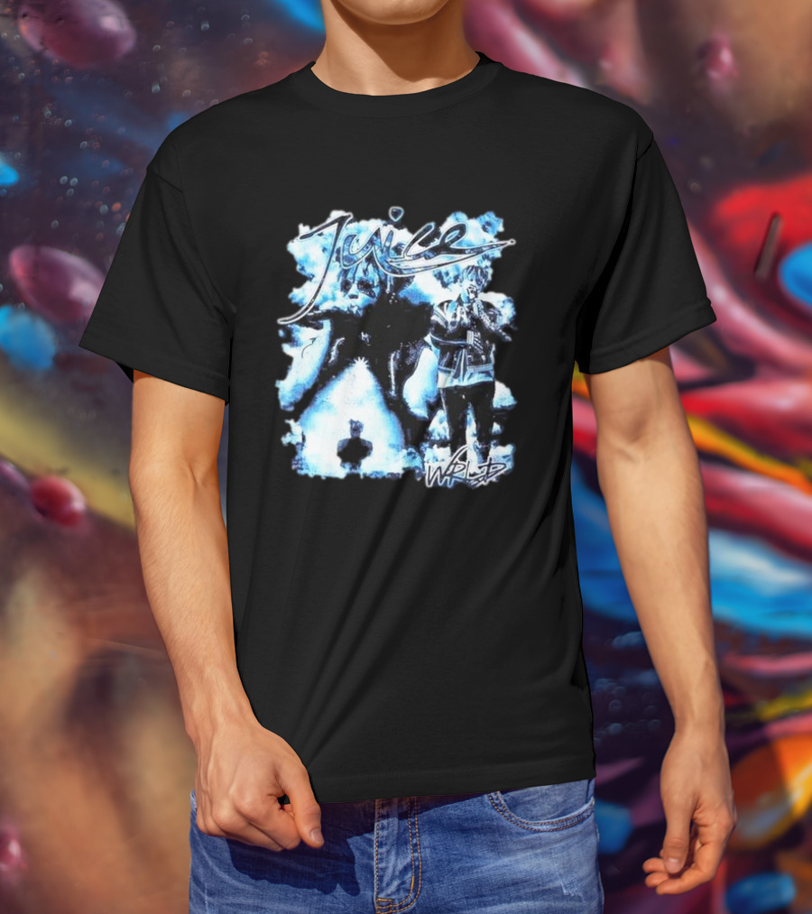 Juice Wrld Blue Collage With Signature Style Elements T-Shirt