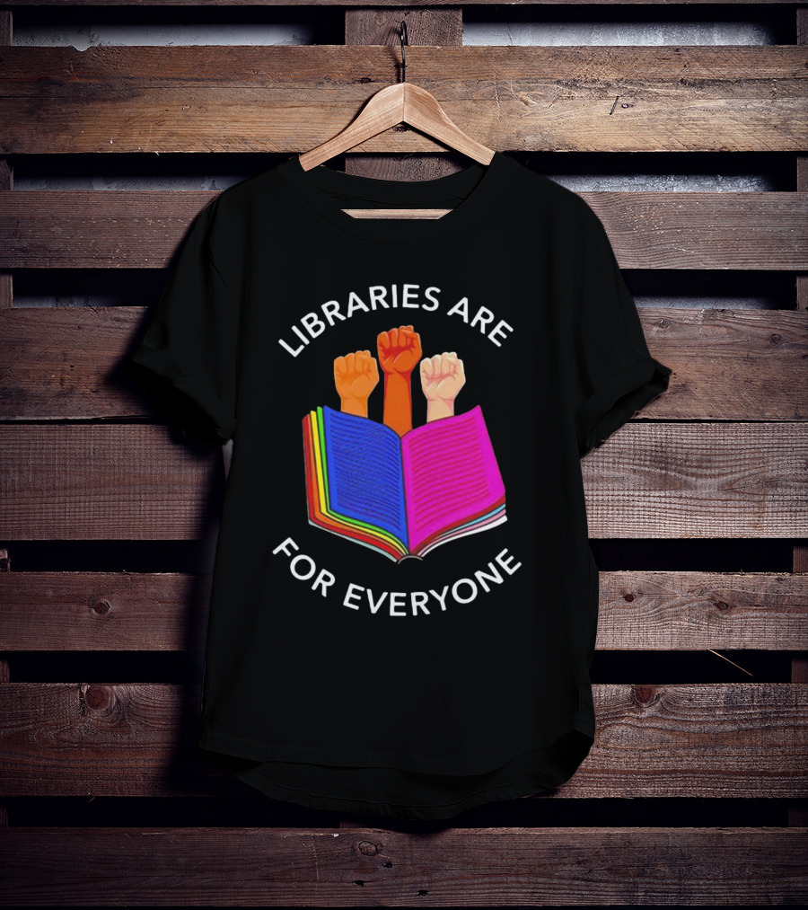 Libraries Are For Everyone Diverse Unity Open Book Fists T-Shirt