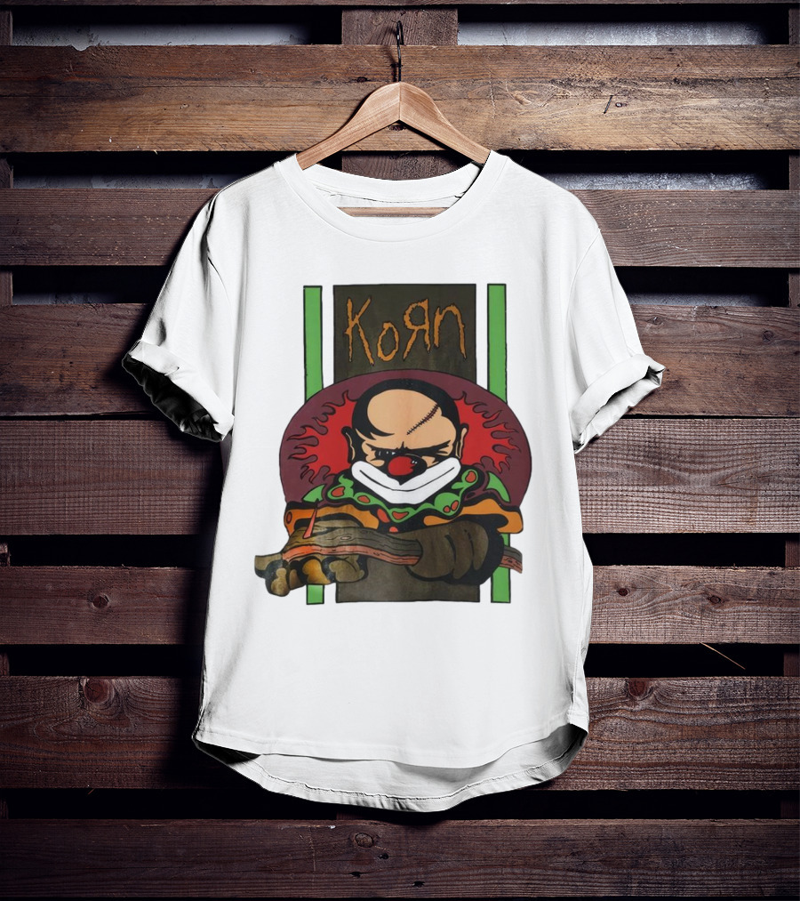 Korn Clown Vintage Evil Clown With Red Nose And Stitched Head T-Shirt
